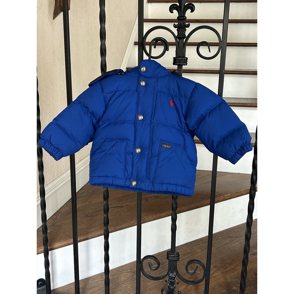 Infant 9 Months Polo Ralph Lauren Puffer Jacket Down Hooded Blue